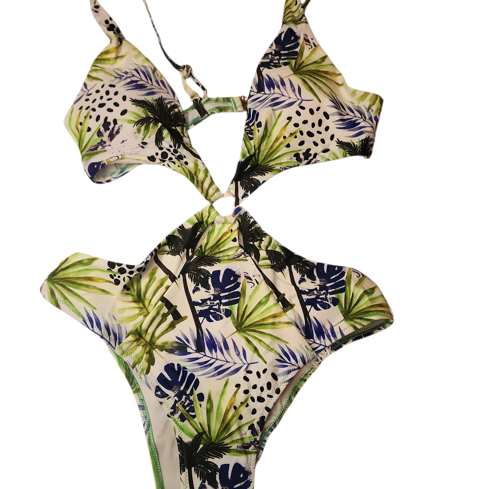 Tropical Print Cut-Out Swimsuit